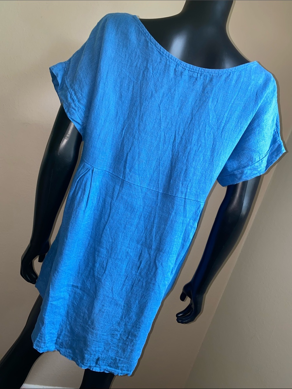 Terzo Millennio Blue Embroidered Scoop Neck Linen Tunic Top - Picture 6 of 10